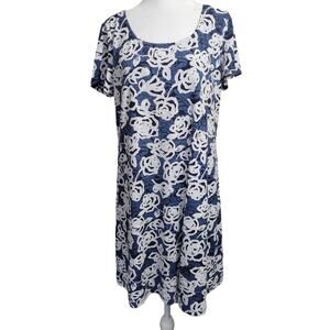 Ronni Nicole Blue Jacquard Floral Modest Career Church Dress Size 8 Workwear